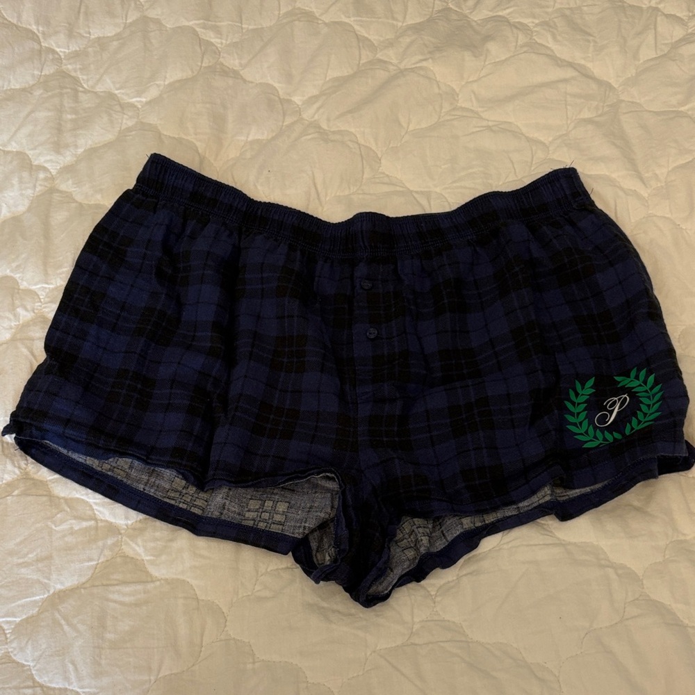 PINK Victoria's Secret Navy Plaid Sleep Shorts